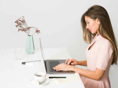 Woman using a computer